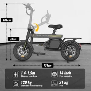 Bicicleta Elétrica Honeywhale B20 ficha técnica