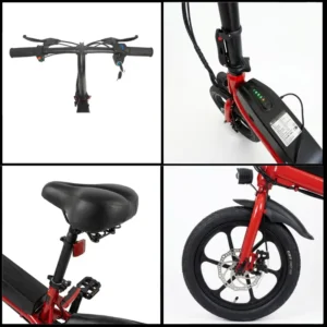 Uma Bicicleta Elétrica marca Mymax modelo Myway grid com 4 imagens