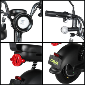 Scooter Elétrica Cavalletta C3 painel seta roda traseira e lanterna