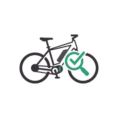icone de pesquisa e compra uma bicicleta com  uma lupa