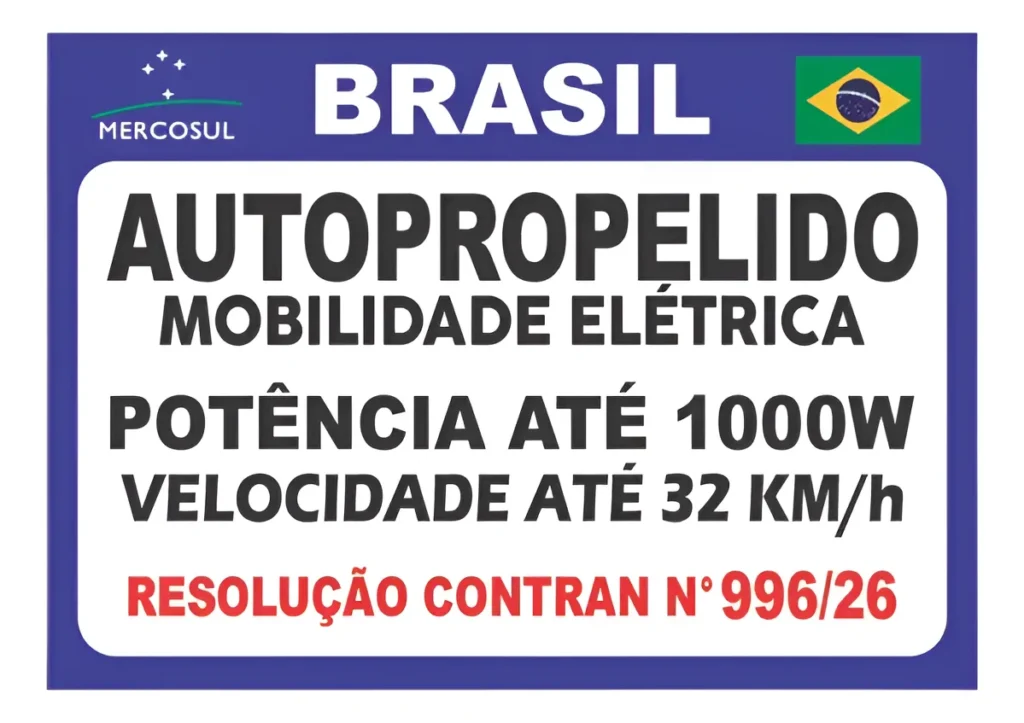 Emplacamento de bicicleta elétrica quando precisa de placa: Modelo de placa para autopropelido vendido no mercado livre